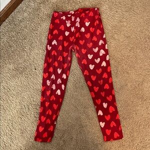 LuLaRoe Red Heart Pattern Leggings